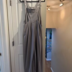Relaxed Wide-Leg Jumpsuit Dress in Light Gray